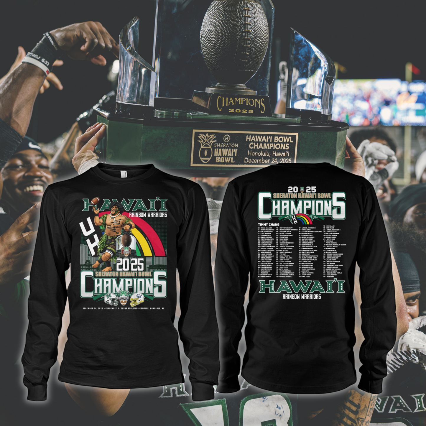 Hawaii Rainbow Warriors - SHERATON HAWAI'I BOWL Champion Long-Sleeve