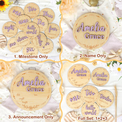 Baby Milestone Cards Personalized Monthly Milestone Baby Name Sign Baby Announcement Sign Baby Month Photo Signs Baby Gift Baby Shower Gift