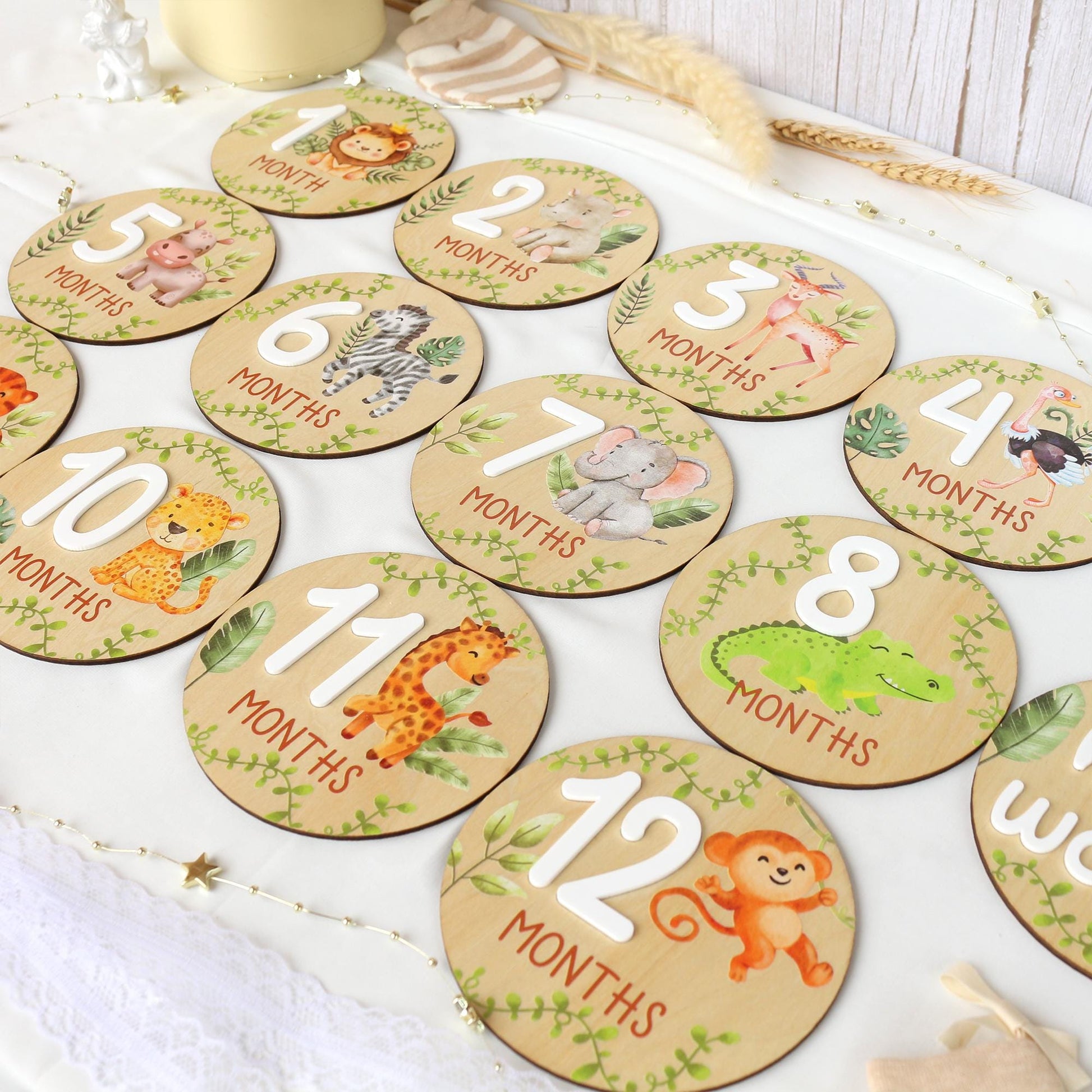 Baby Milestone Cards Safari Animals Monthly Milestone Baby Name Sign Baby Announcement Sign Baby Photo Signs Baby Gift Baby Shower Gift