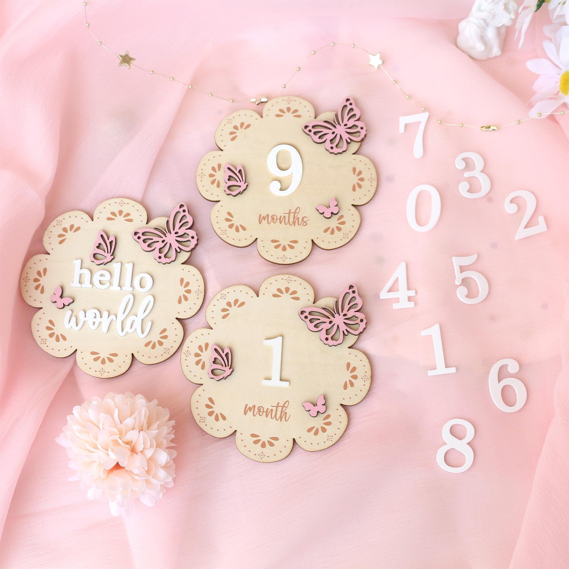 Milestone Marker Baby Girl Monthly Milestone Butterfly Name Sign for Hospital Baby Announcement Sign Baby Photo Signs Baby Shower Gift