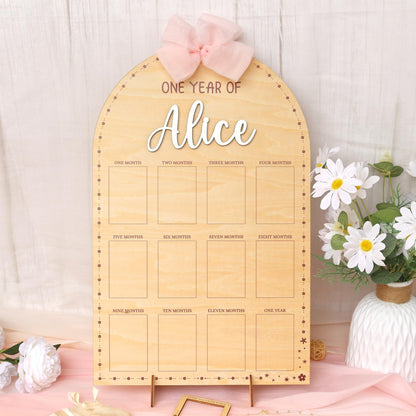 One Year of Photo Board, 1st Birthday Photo Collage, Baby's First Year Sign, First Birthday Decorations Girl, Milestone Board, Baby Gift