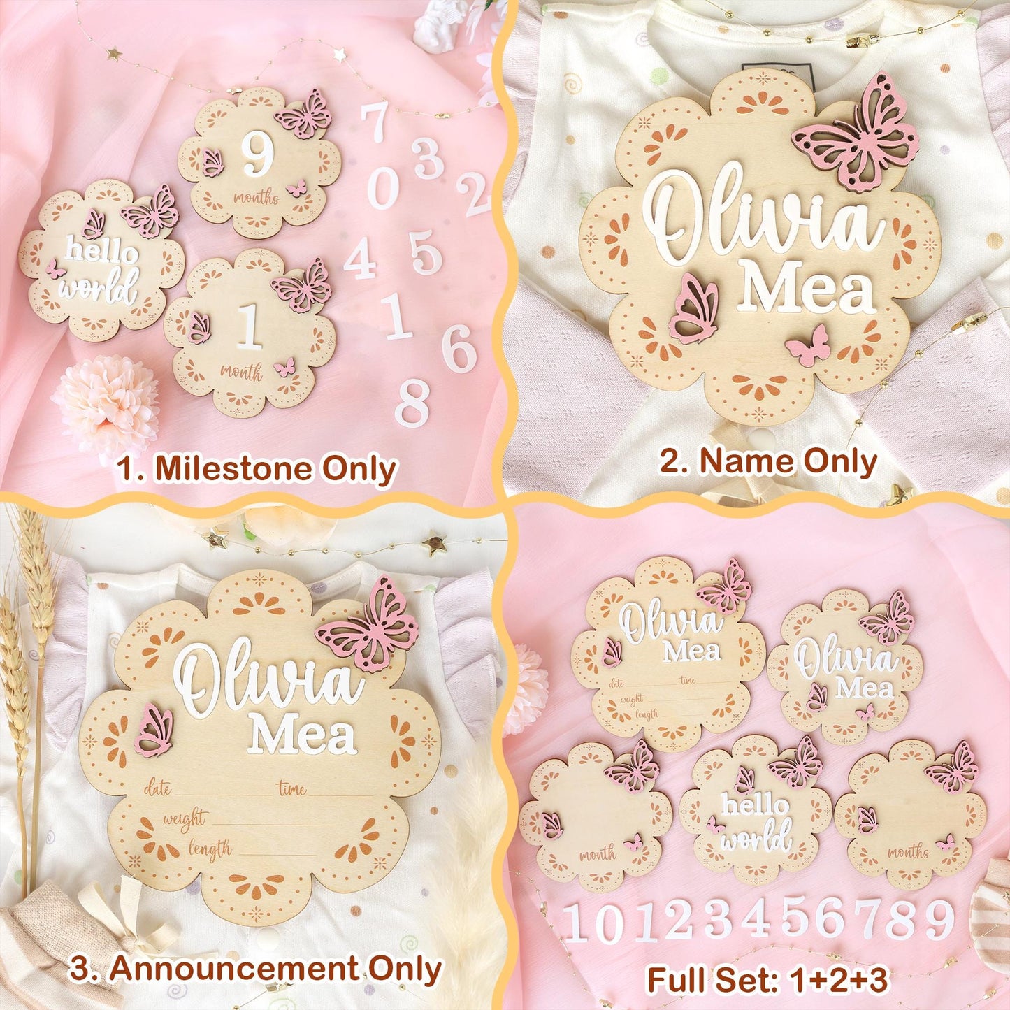 Milestone Marker Baby Girl Monthly Milestone Butterfly Name Sign for Hospital Baby Announcement Sign Baby Photo Signs Baby Shower Gift