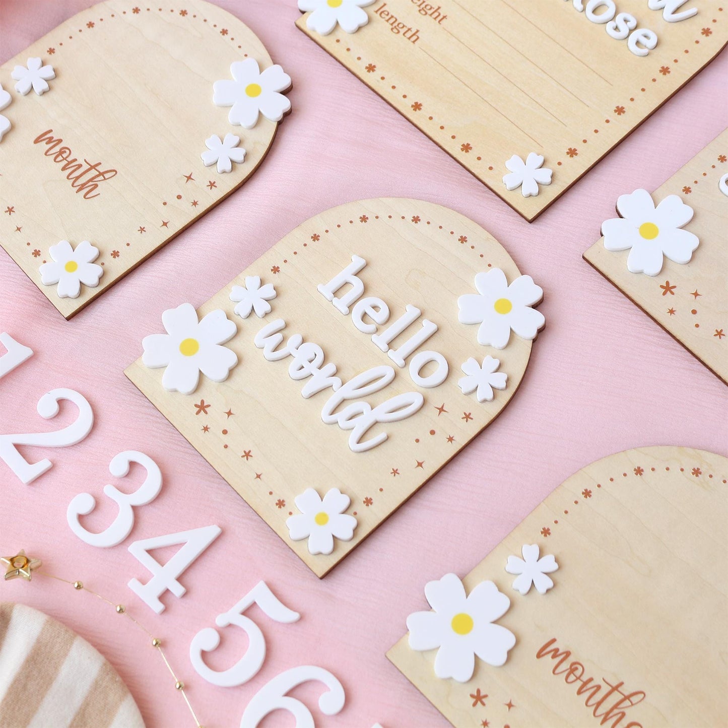 Baby Monthly Milestone Flower Baby Girl Name Sign Baby Girl Announcement Sign for Hospital Baby Photo Signs Baby Gift Baby Shower Gift