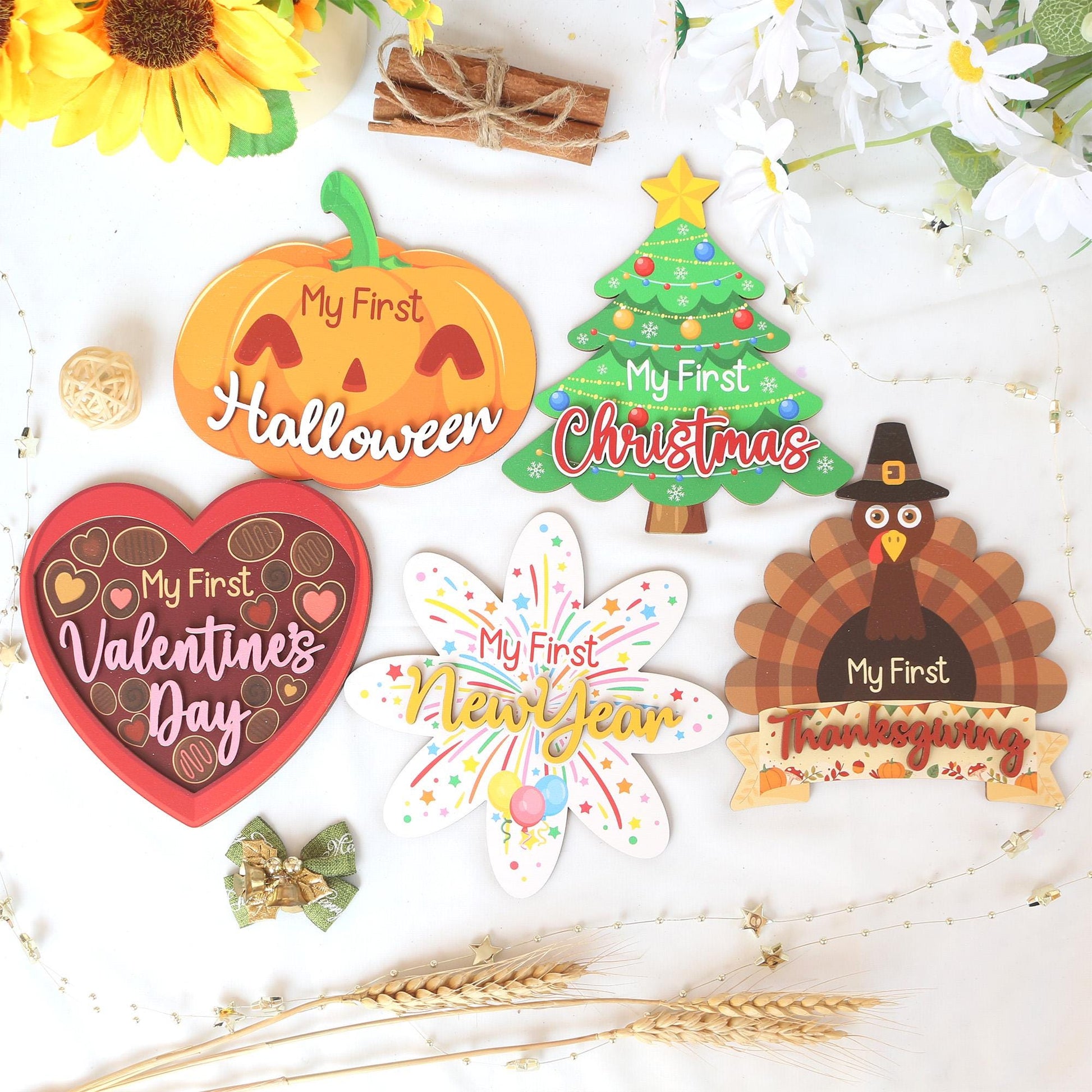 Baby Milestone Cards My First Holiday Milestones Baby Photo Props Baby Gift Baby Shower Gift Baby First Thanksgiving Day First Christmas Day