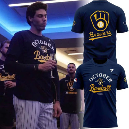 Special New October Ready 2025 Postseason Brewers Uniform Navy T-Shirt