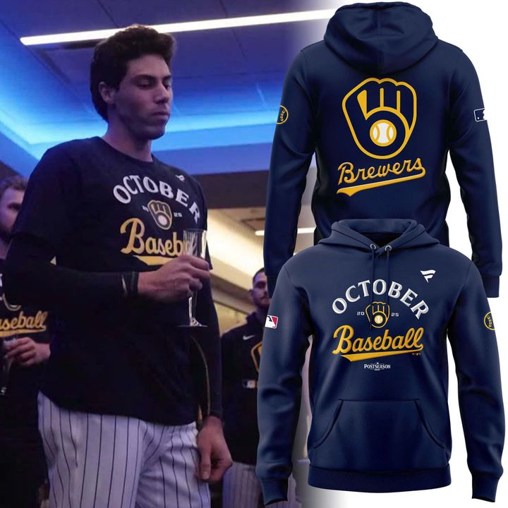 Special New October Ready 2025 Postseason Brewers Uniform Navy Hoodie