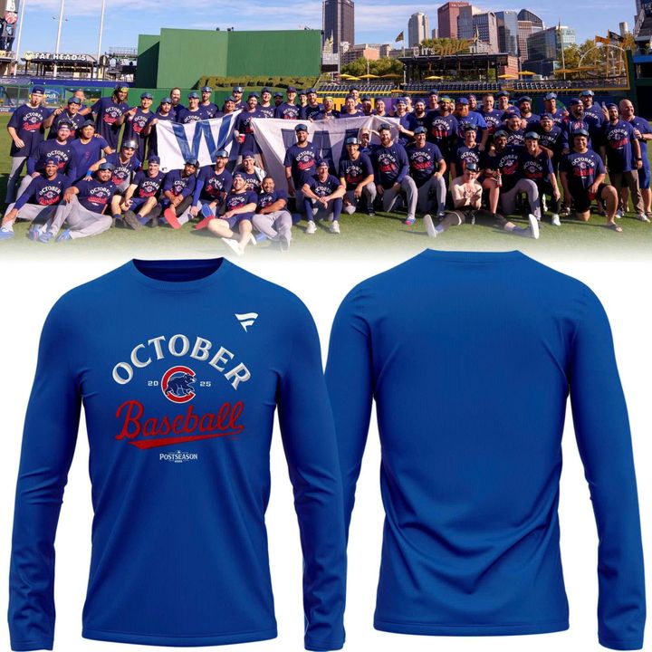 Special October Baseball Post Season 2025 Chicago Cubs Long Sleeve Shirt 2