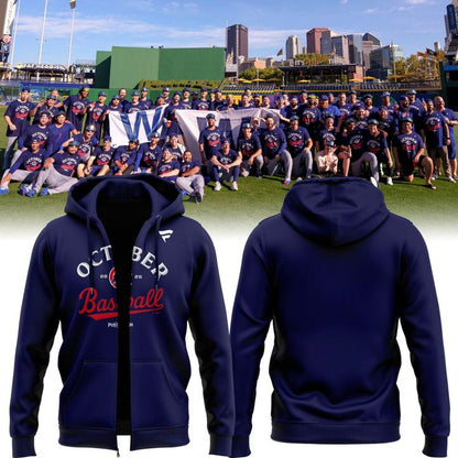Special Edition October Baseball Post Season 2025 Chicago Cubs Zip Hoodie 2