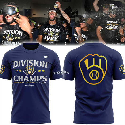 Milwaukee Brewers Navy 2025 NL Central Division Champions Locker Room T-Shirt