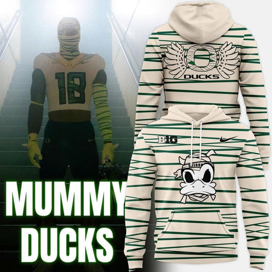 Limited Edition Oregon Football Cream '' Mummy Duck'' Hoodie 2025
