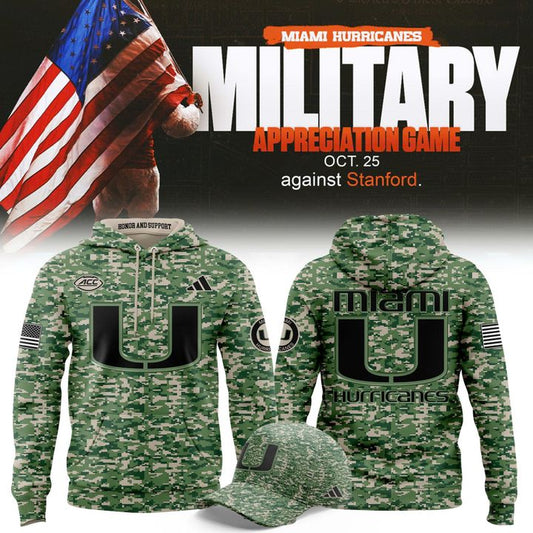Miami Hurricanes X Military Appreciation Game 2025 Hoodie