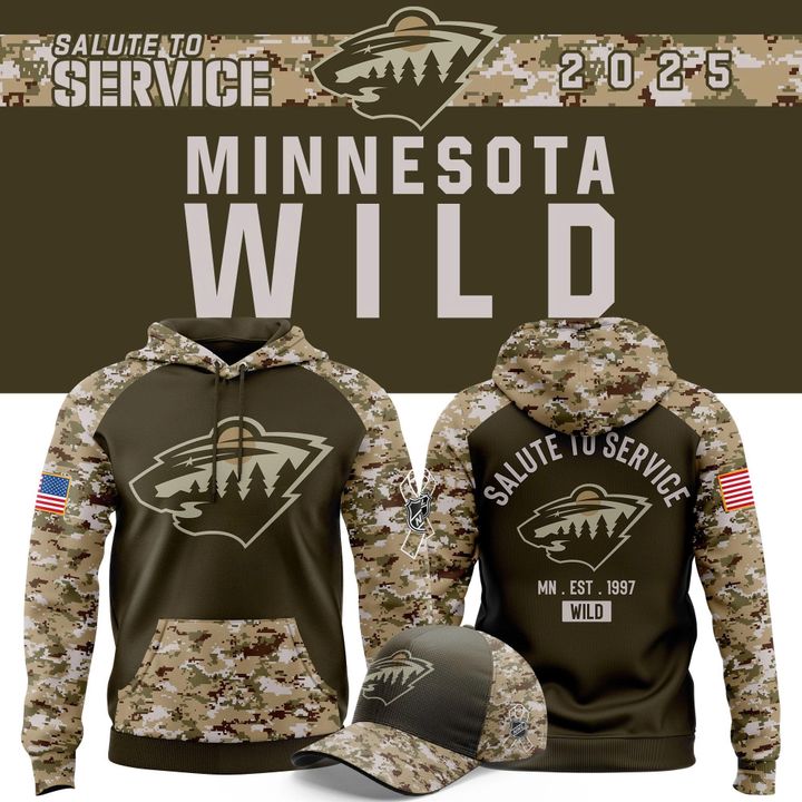 Minnesota Wild Salute to Service 2025 New Hoodie