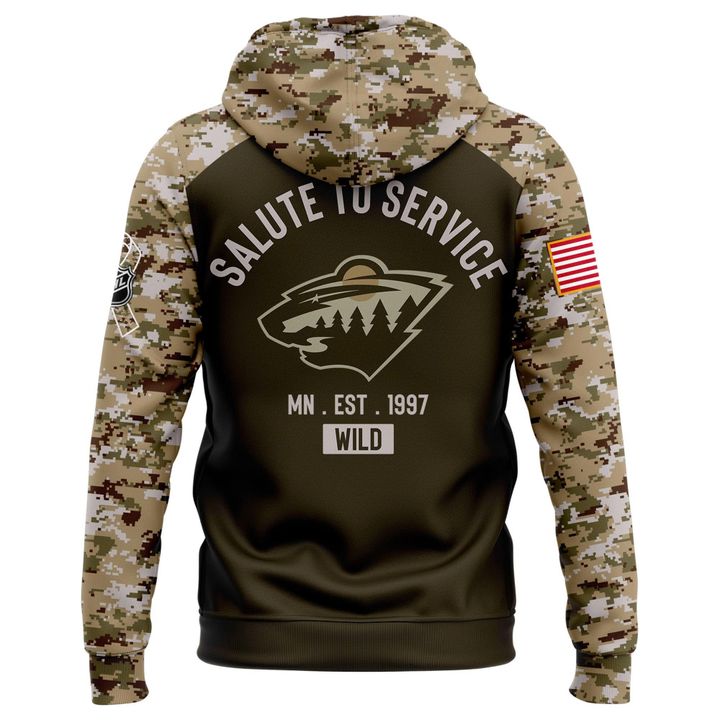 Minnesota Wild Salute to Service 2025 New Hoodie
