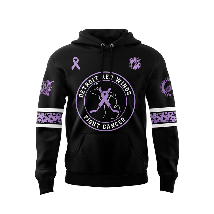 Limited Editions Detroit Red Wings Hockey Fights Cancer 2025 Hoodie v2