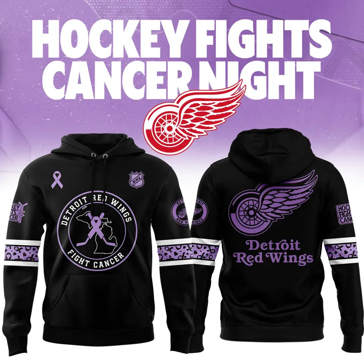 Limited Editions Detroit Red Wings Hockey Fights Cancer 2025 Hoodie v2