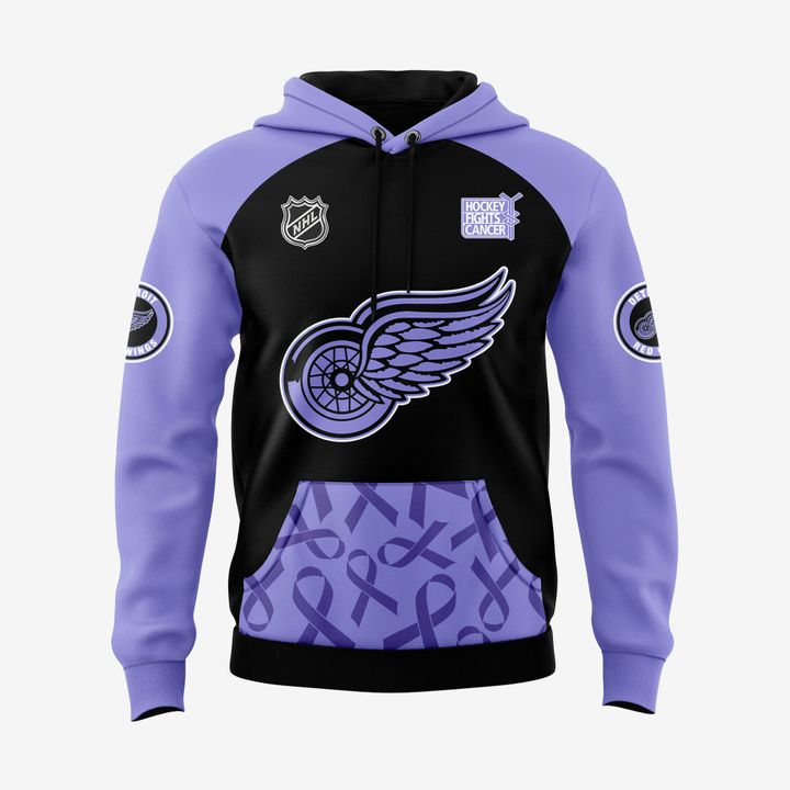 Limited Editions Detroit Red Wings Hockey Fights Cancer 2025 Hoodie