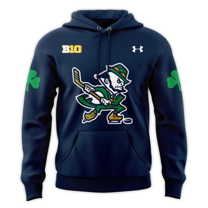 Notre Dame Fighting Irish Under Armour Hockey Leprechaun Rival Fleece Hoodie (Navi) v2