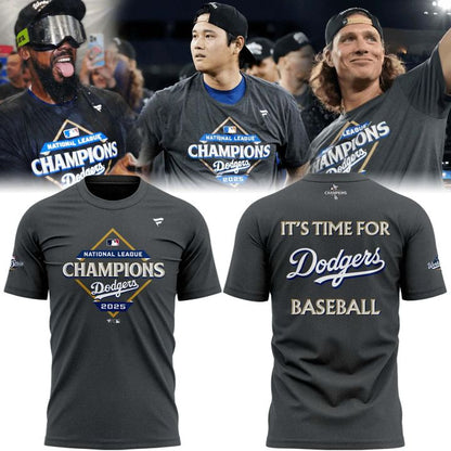 2025 Dodgers National League Champions Gray T-Shirt