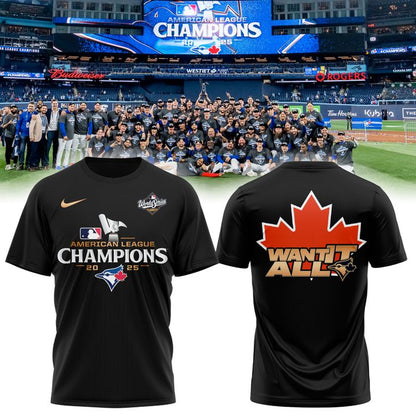 Toronto Blue Jays American League Champions 2025 Black T-Shirt