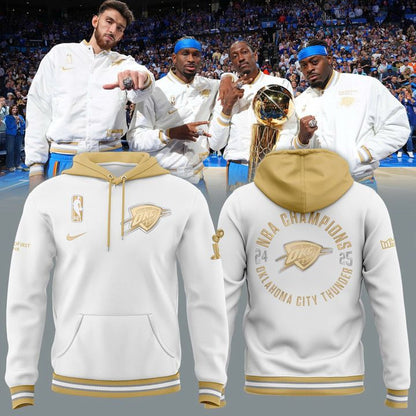 OKC Thunder 2025 Ring Ceremony White Hoodie v2