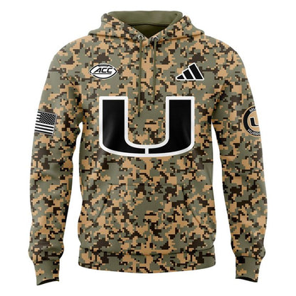 Miami Hurricanes Football x Military Camo Mode Hoodie 2025