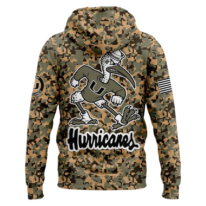 Miami Hurricanes Football x Military Camo Mode Hoodie 2025