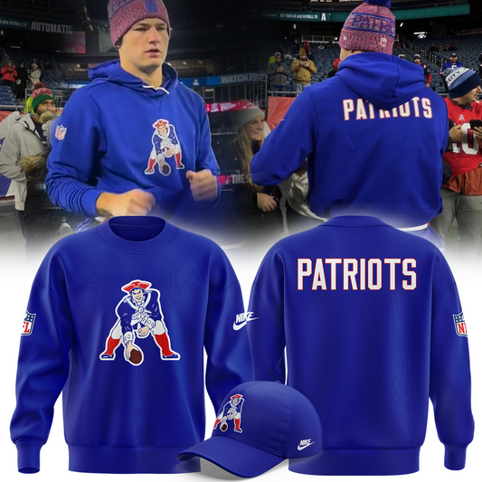 New England Patriots Throwback Historic Royal Sweatshirt