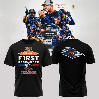 UTSA Roadrunners football 2025 First Responder Bowl Champs T-shirt - Black