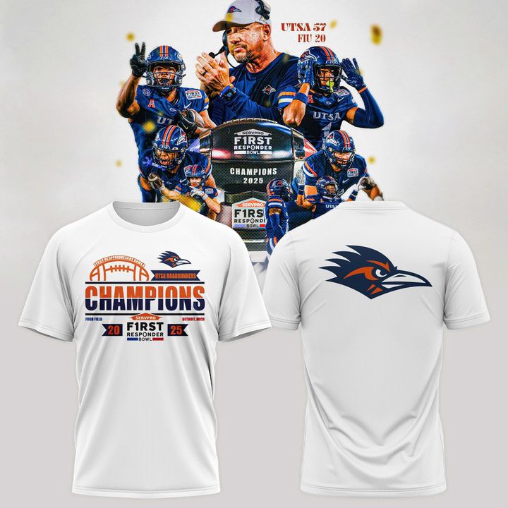 UTSA football 2025 First Responder Bowl Champs T-shirt - White