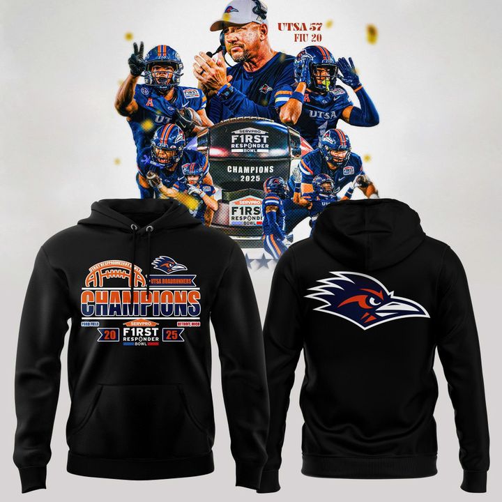 UTSA football 2025 First Responder Bowl Champs Hoodie - Black