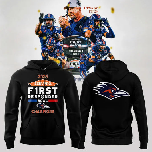 UTSA Roadrunners football 2025 First Responder Bowl Champs Hoodie - black