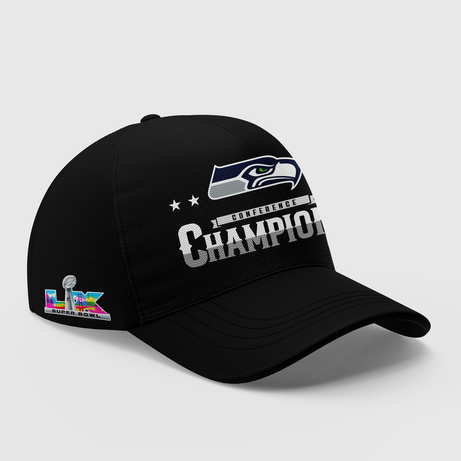 Seattle Seahawks Heather Gray 2025 NFC Champions Locker Room Trophy Collection Hoodie