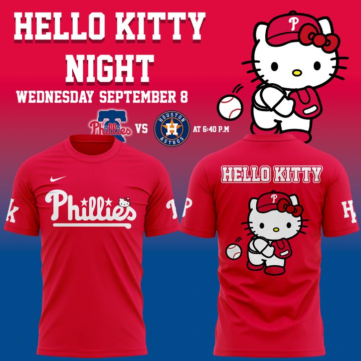 Limited Edition Philadelphia Phillies x Hello Kitty Night Tshirt 2026