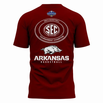 Arkansas Razorbacks Men's Basketball 2026 SEC Tournament Champions Locker Room Short Sleeve T-Shirt