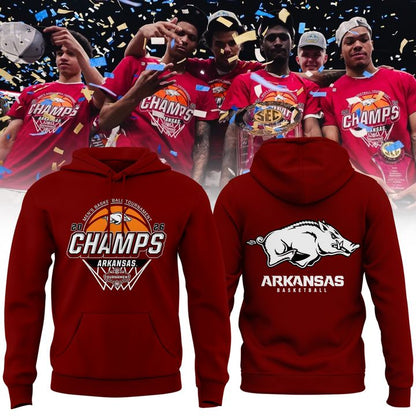 Arkansas Razorbacks Men's Basketball 2026 SEC Tournament Champions Locker Room Hoodie