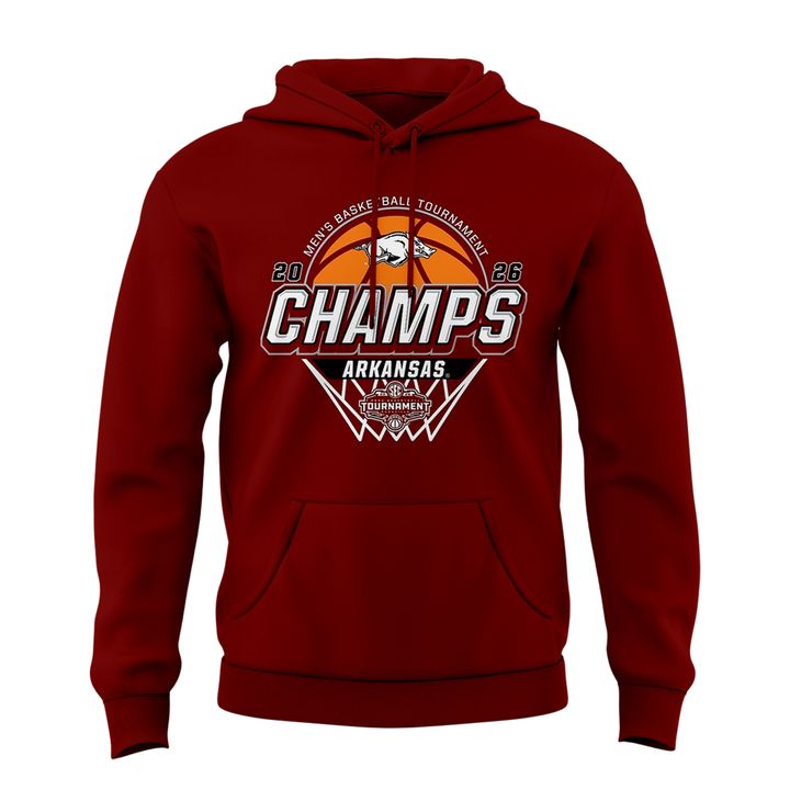 Arkansas Razorbacks Men's Basketball 2026 SEC Tournament Champions Locker Room Hoodie