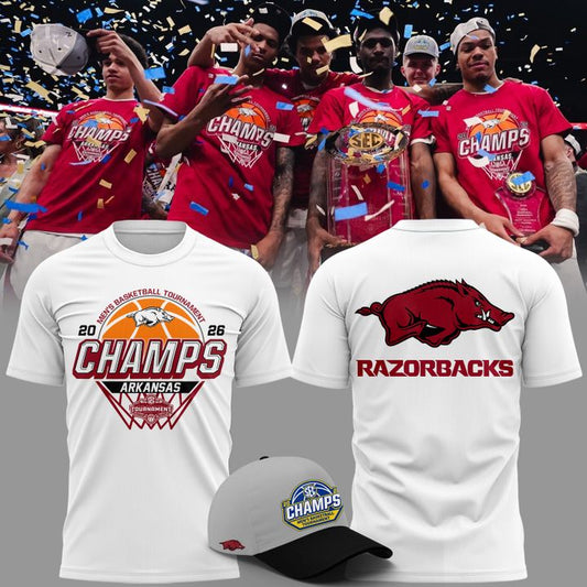 Arkansas Razorbacks Men's Basketball 2026 SEC Tournament Champions T Shirt