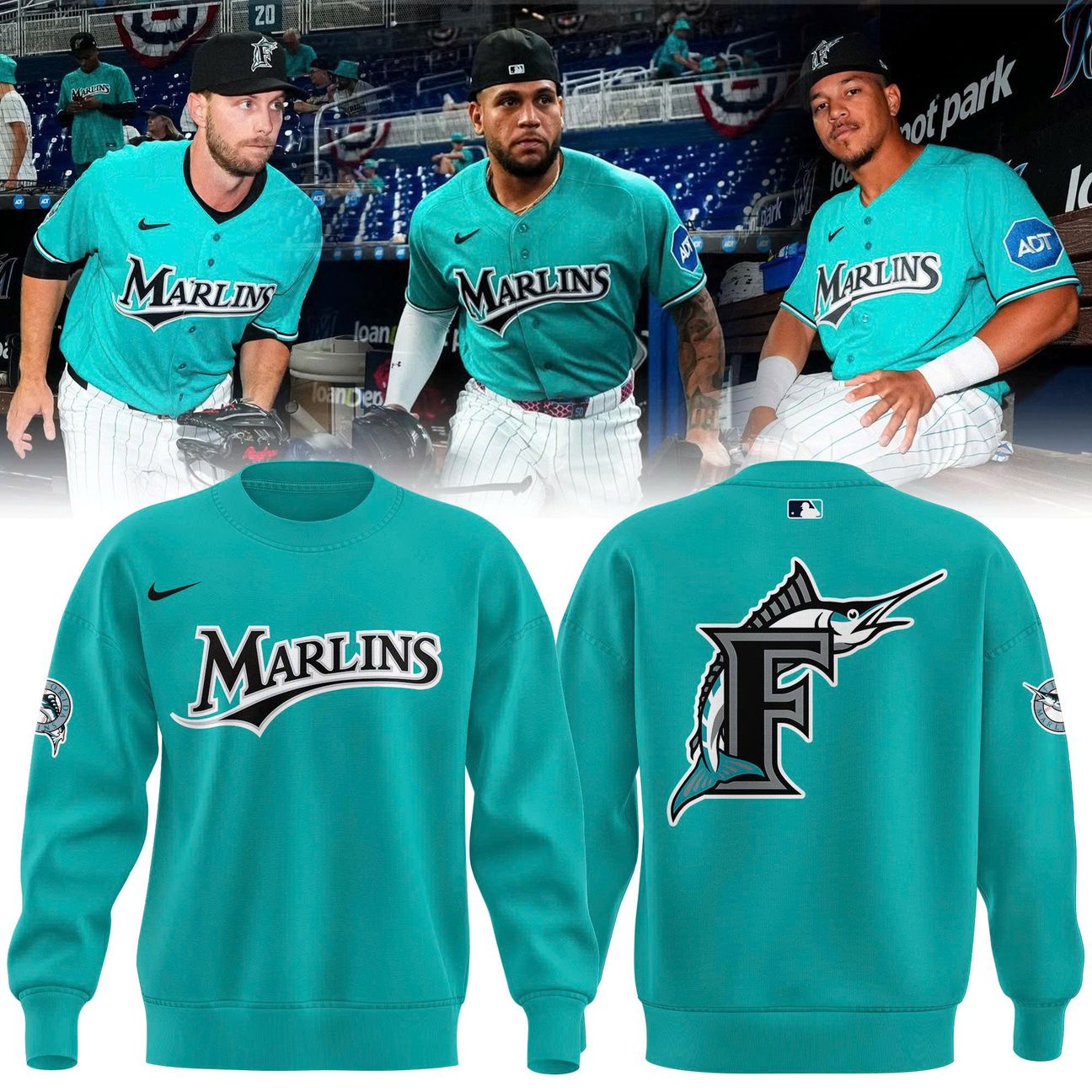 Limited Edition Miami Marlins Sweatshirt "classic logo" for fans