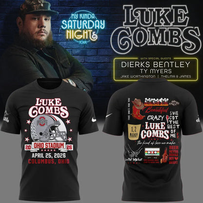 Limited Edition Luke Combs x Ohio State Stadium Tour Black T-Shirt