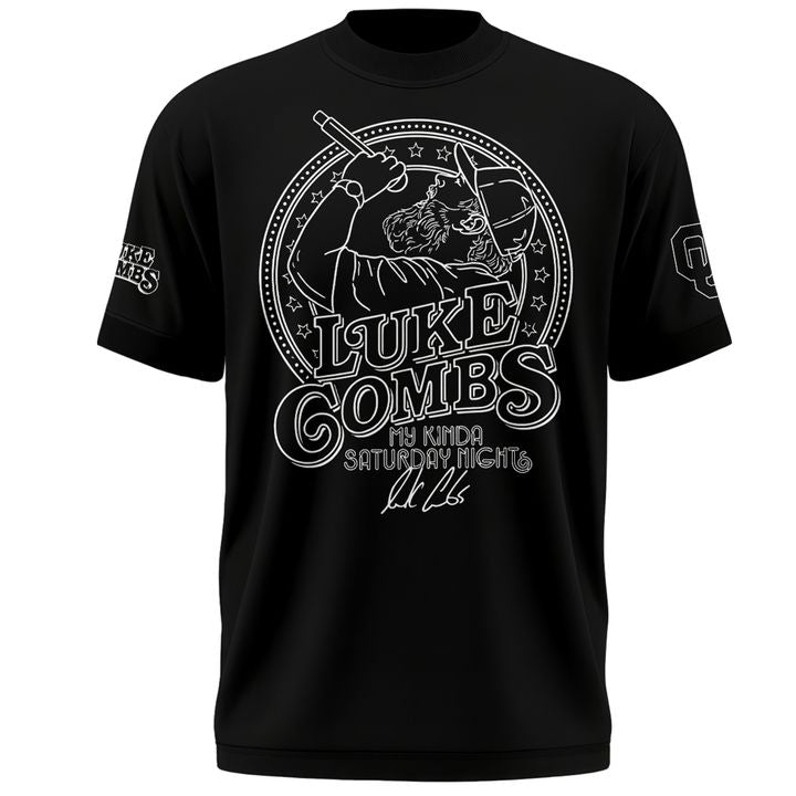 Exclusive Version Black Tshirt Luke Combs x Oklahoma Sooners