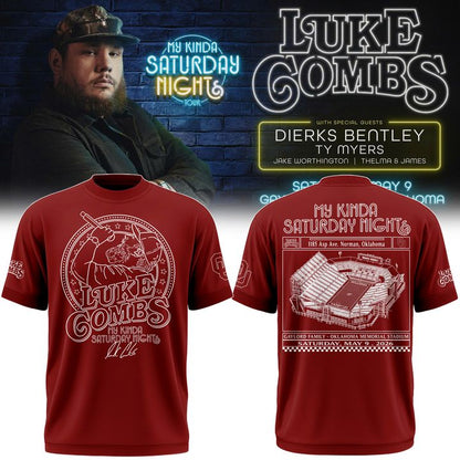 Exclusive Version Red Tshirt Luke Combs x Oklahoma Sooners