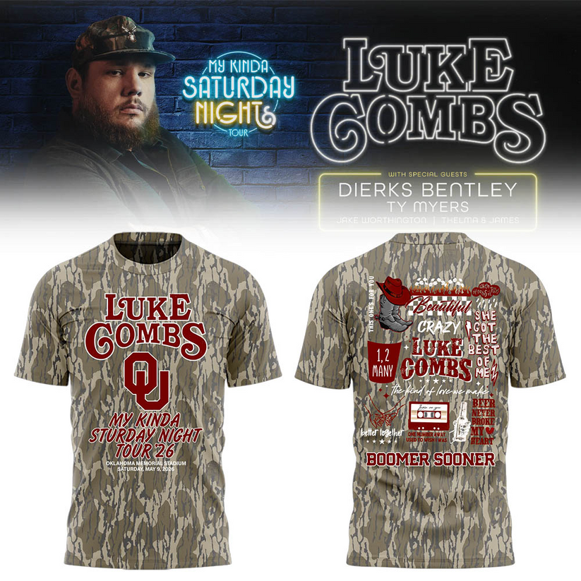 Luke Combs x Oklahoma Sooners My Kinda Saturday Night Tour 2026 Tshirt