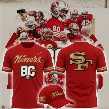 2026 Exclusive San Francisco 49ers 80th Year Anniversary Tshirt