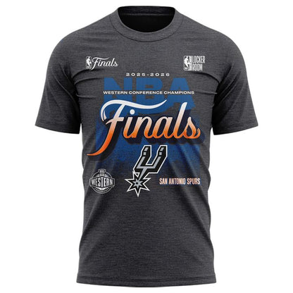 (Adult & Kids) San Antonio Spurs  Charcoal 2026 NBA Western Conference Champions Two-Sided T-Shirt