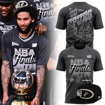 (Adult & Kids) San Antonio Spurs Charcoal 2026 NBA Western Conference Champions Locker Room T-Shirt