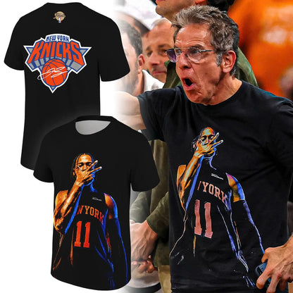 T-Shirt of Ben Stiller wear prints Jalen Brunson and Signatures for fans NEW YORK KNICKS.
