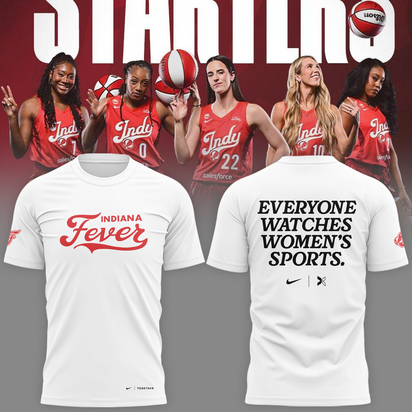 Indiana Fever Everyone Watches Womens Sports T-shirt White