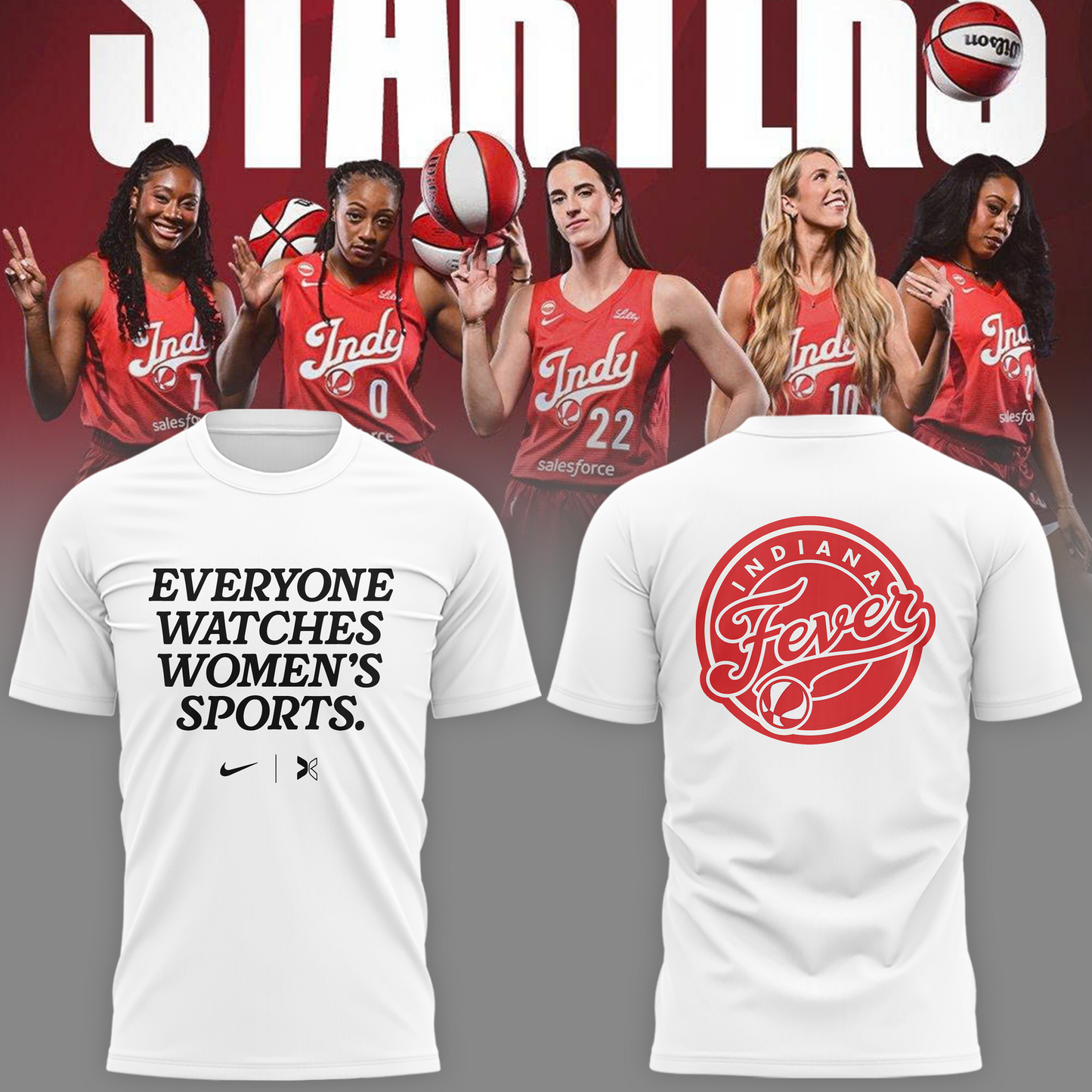 Indiana Fever Everyone Watches Womens Sports T-shirt White