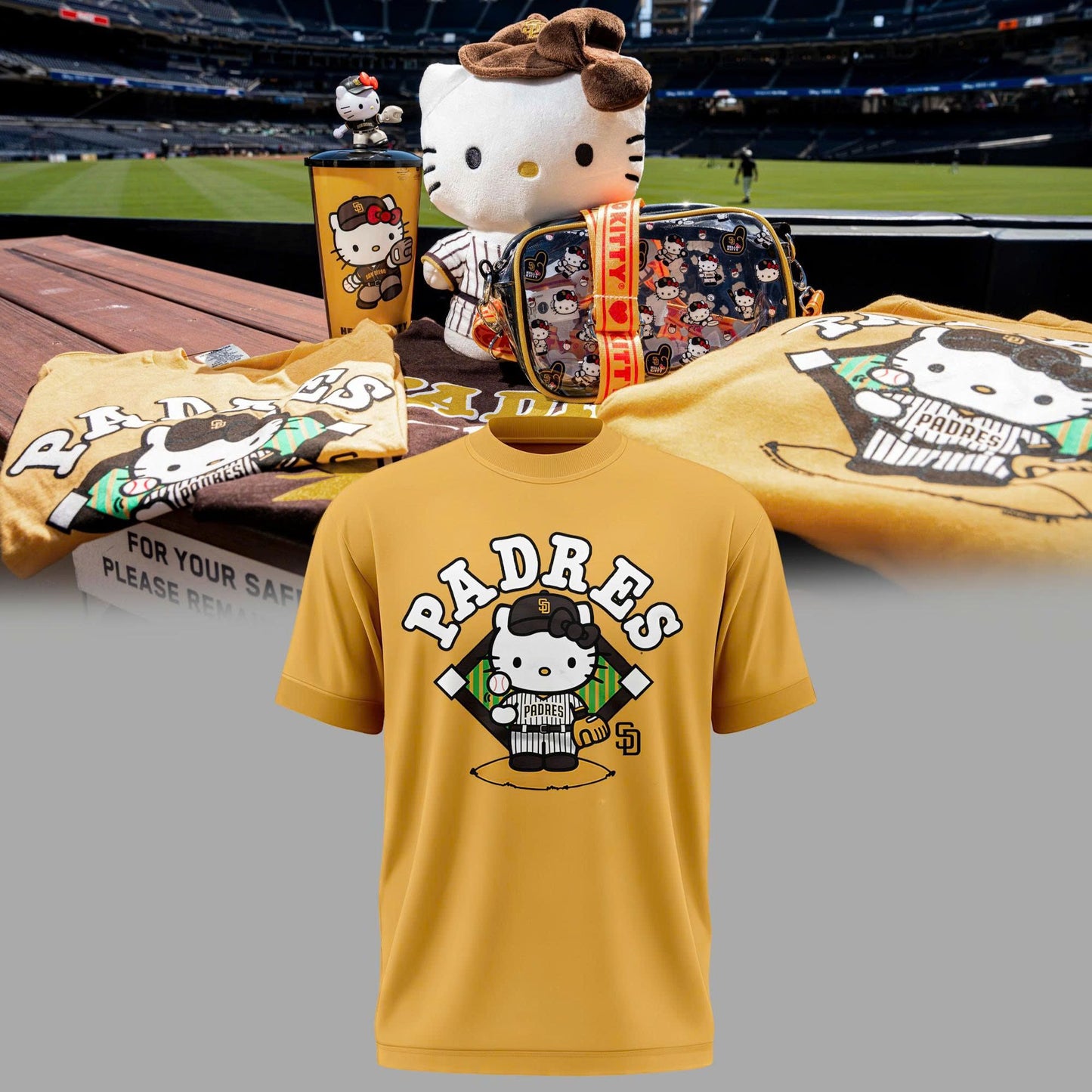 Gold SD Padres x Hello Kitty T-Shirt - Limited Edition