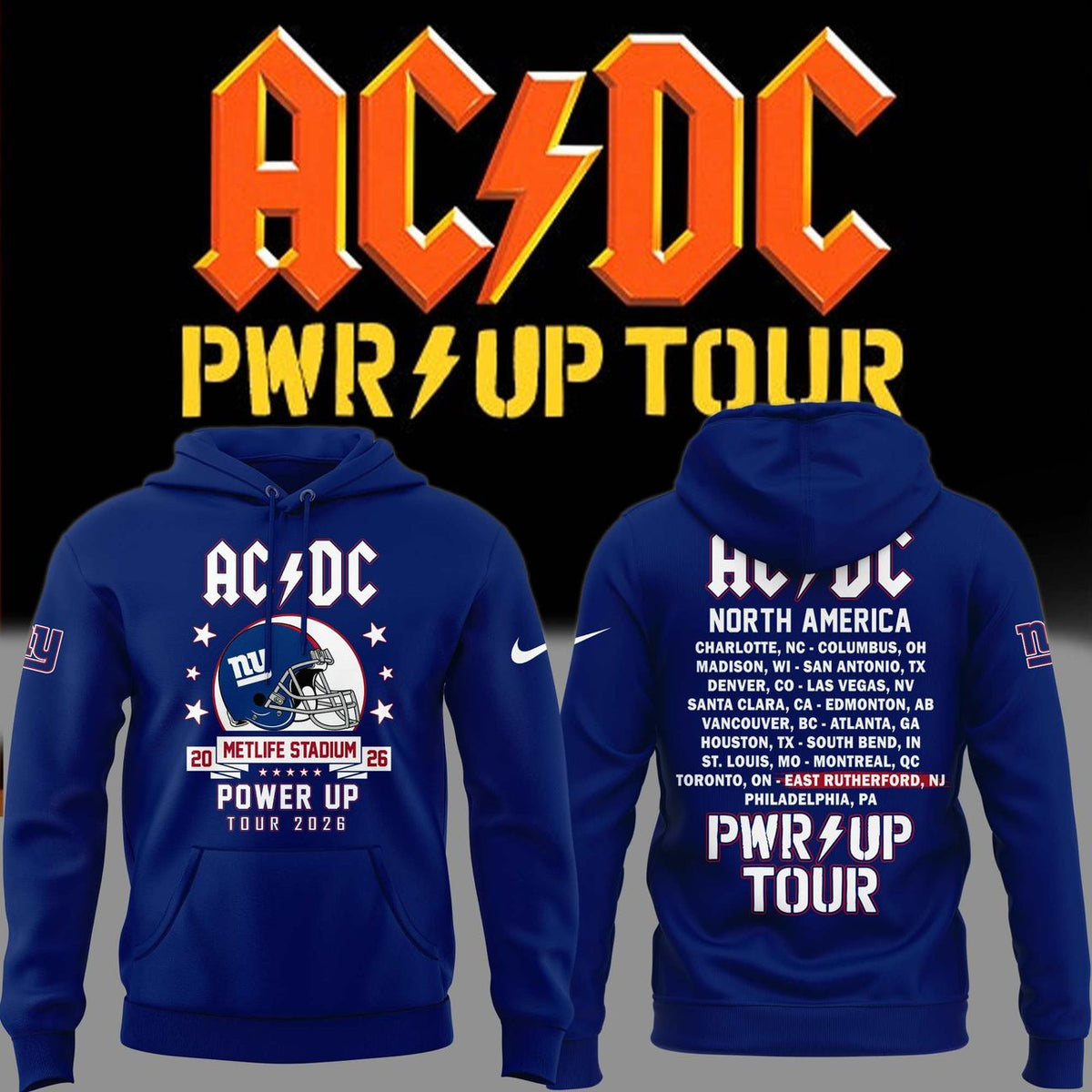 01.06. Limited Edition AC/DC x New York Giants - POWER UP TOUR 2026 Hoodie